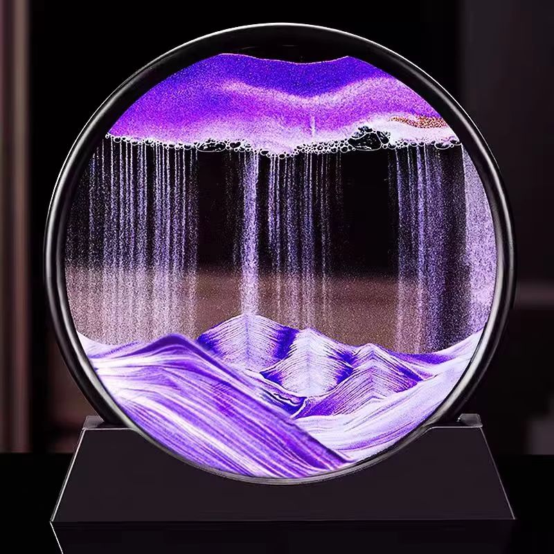 3D Moving Sand Art Picture Round Glass Deep